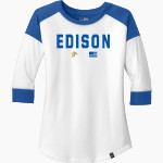 EDISON HIGH SCHOOL TOMMIES <span class="pdp-name-mascot">EDISON TOMMIES</span> New Era Ladies Heritage Blend 3/4-Sleeve Baseball Raglan Tee Front Thumbnail