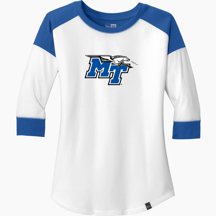 MTSU Blue Raiders <span class="pdp-name-mascot">MTSU Blue Raiders</span> New Era Ladies Heritage Blend 3/4-Sleeve Baseball Raglan Tee