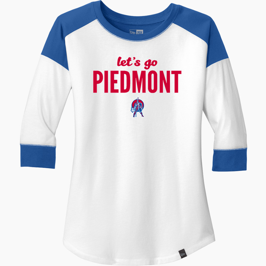 PIEDMONT CHRISTIAN SCHOOL CRUSADERS New Era Ladies Heritage Blend 3/4-Sleeve Baseball Raglan Tee