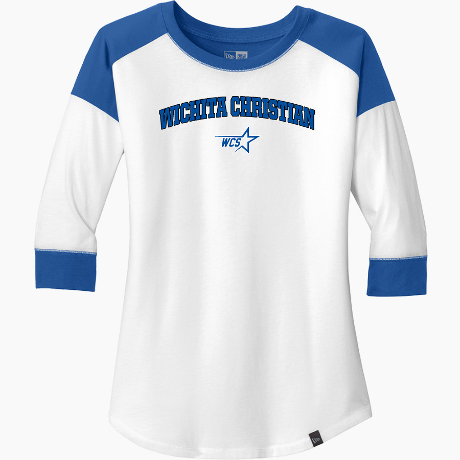 Wichita Christian Stars <span class="pdp-name-mascot">Wichita Christian Stars</span> New Era Ladies Heritage Blend 3/4-Sleeve Baseball Raglan Tee