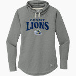 Calvary Lions New Era Women's Sueded Cotton Blend Cowl Hooded Tee Front Thumbnail