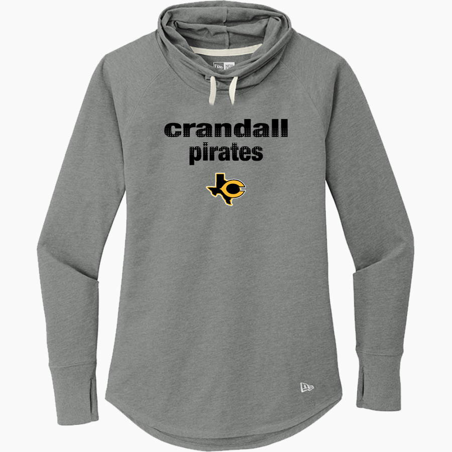 CRANDALL HIGH SCHOOL PIRATES New Era Women's Sueded Cotton Blend Cowl Hooded Tee