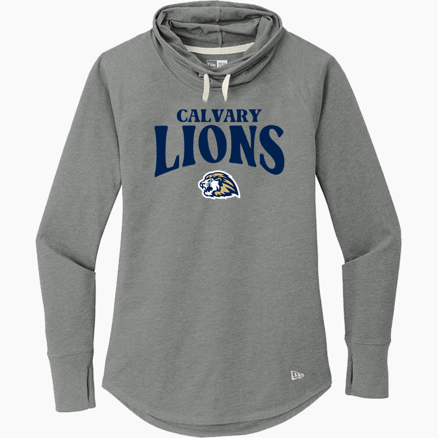Calvary Lions New Era Women's Sueded Cotton Blend Cowl Hooded Tee