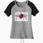 Central Decatur Cardinals New Era Women's Tri-Blend Short Sleeve Cinched Tee Front Thumbnail