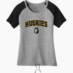 HIGHLAND HIGH SCHOOL HUSKIES New Era Women's Tri-Blend Short Sleeve Cinched Tee Front Thumbnail