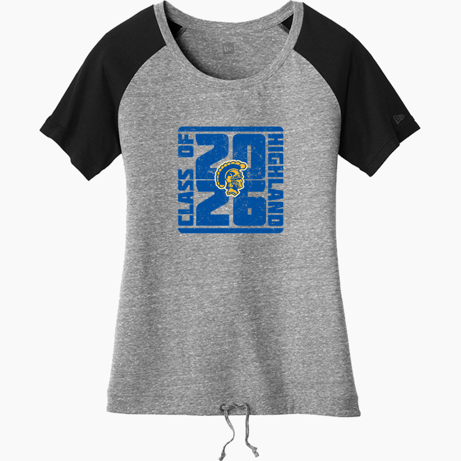 HIGHLAND HIGH SCHOOL TROJANS <span class="pdp-name-mascot">HIGHLAND TROJANS</span> New Era Women's Tri-Blend Short Sleeve Cinched Tee