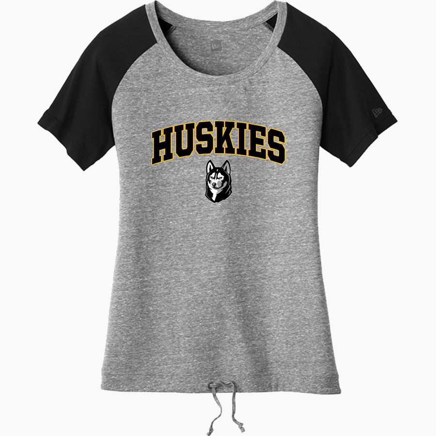 HIGHLAND HIGH SCHOOL HUSKIES New Era Women's Tri-Blend Short Sleeve Cinched Tee