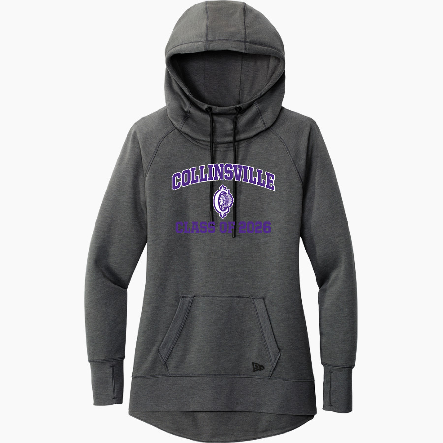 Collinsville Kahoks New Era Women's Tri-Blend Fleece Pullover Hoodie