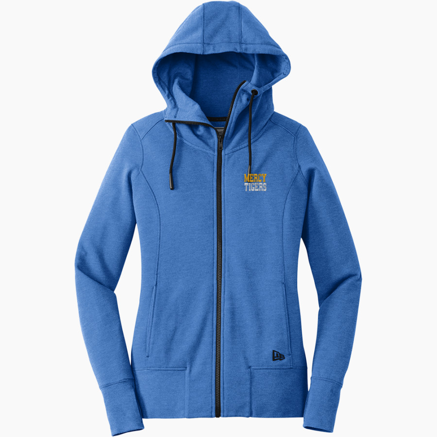 Mercy High School Tigers Online Store New Era Women's Tri-Blend Fleece Full-Zip Hoodie