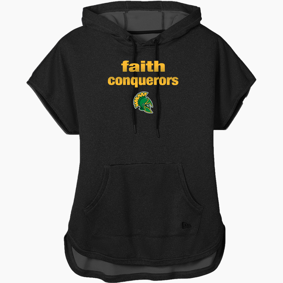 FAITH CHRISTIAN ACADEMY CONQUERORS New Era Women's Performance Terry Short Sleeve Hoodie