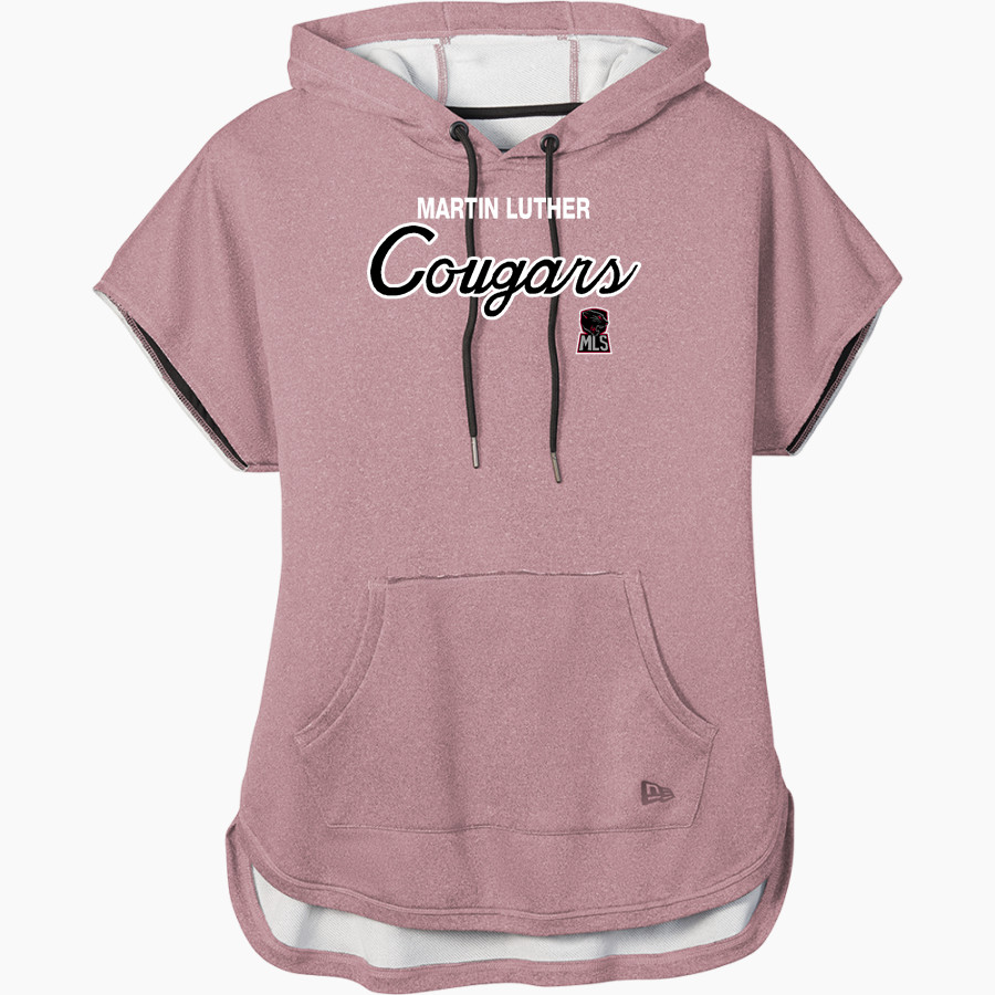 Martin Luther School Cougars New Era Women's Performance Terry Short Sleeve Hoodie