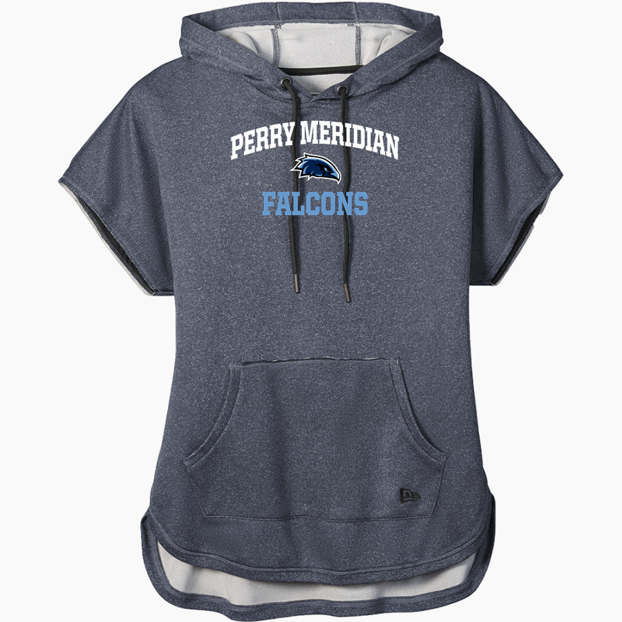 Perry Meridian Falcons New Era Women's Performance Terry Short Sleeve Hoodie