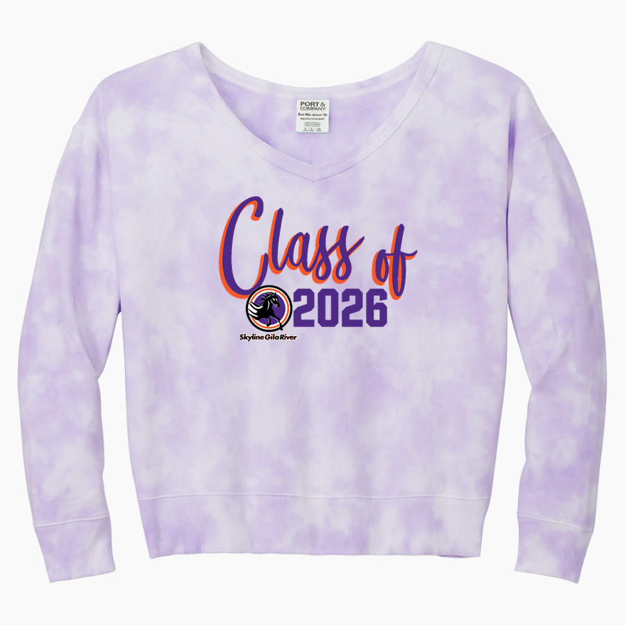 Skyline Gila River Mustangs <span class="pdp-name-mascot">Skyline Mustangs</span> Port & Company Women's Tie-Dye V-Neck Sweatshirt