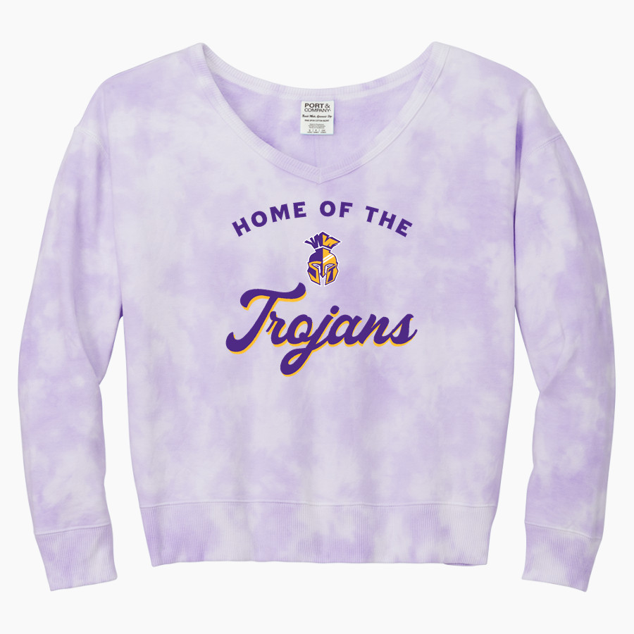 SEBEKA HIGH SCHOOL Trojans Online Store <span class="pdp-name-mascot">SEBEKA TROJANS</span> Port & Company Women's Tie-Dye V-Neck Sweatshirt