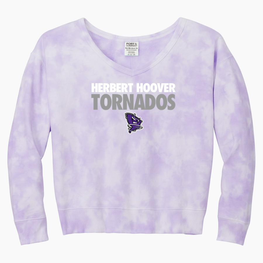 HERBERT HOOVER HIGH SCHOOL TORNADOS <span class="pdp-name-mascot">HERBERT HOOVER TORNADOS</span> Port & Company Women's Tie-Dye V-Neck Sweatshirt