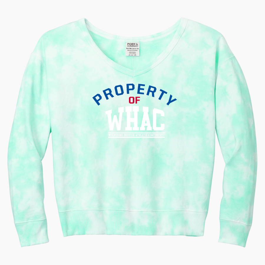 WOLVERINE-HOOSIER ATHLETIC CONFERENCE Port & Company Women's Tie-Dye V-Neck Sweatshirt