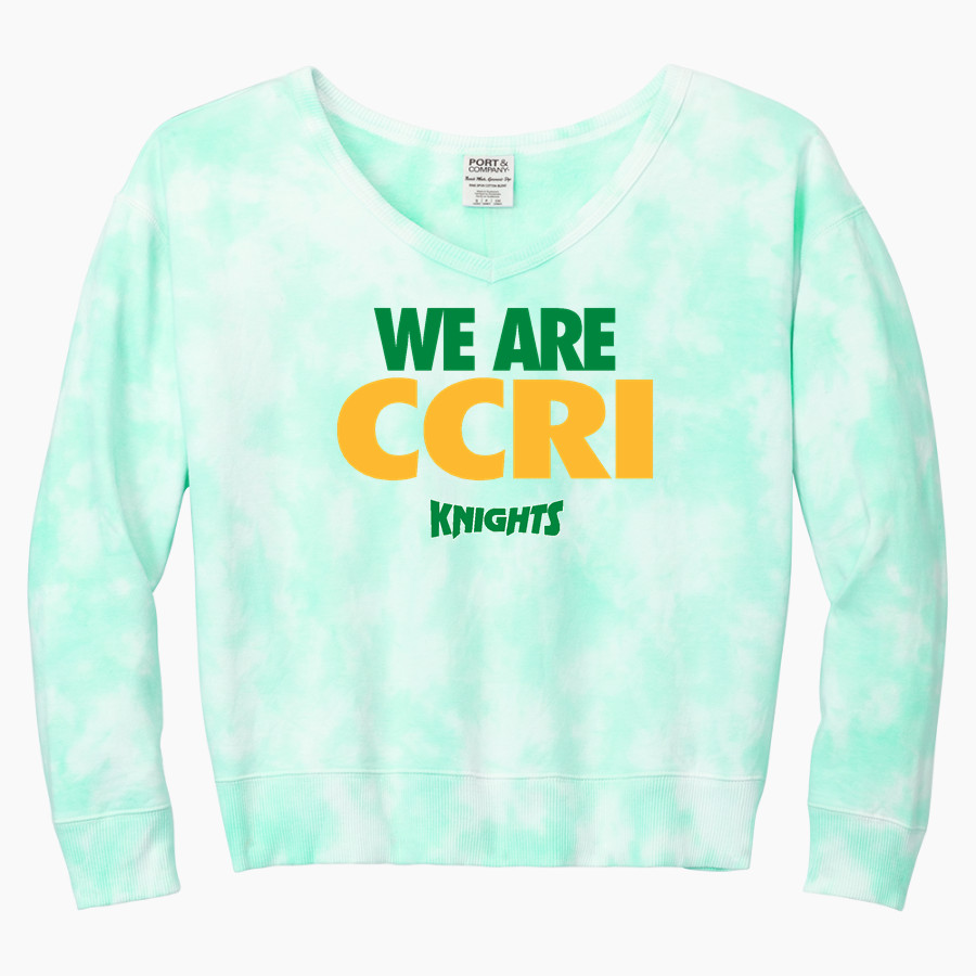 Community College of Rhode Island Knights <span class="pdp-name-mascot">COMMUNITY COLLEGE OF RHODE ISLAND Knights</span> Port & Company Women's Tie-Dye V-Neck Sweatshirt