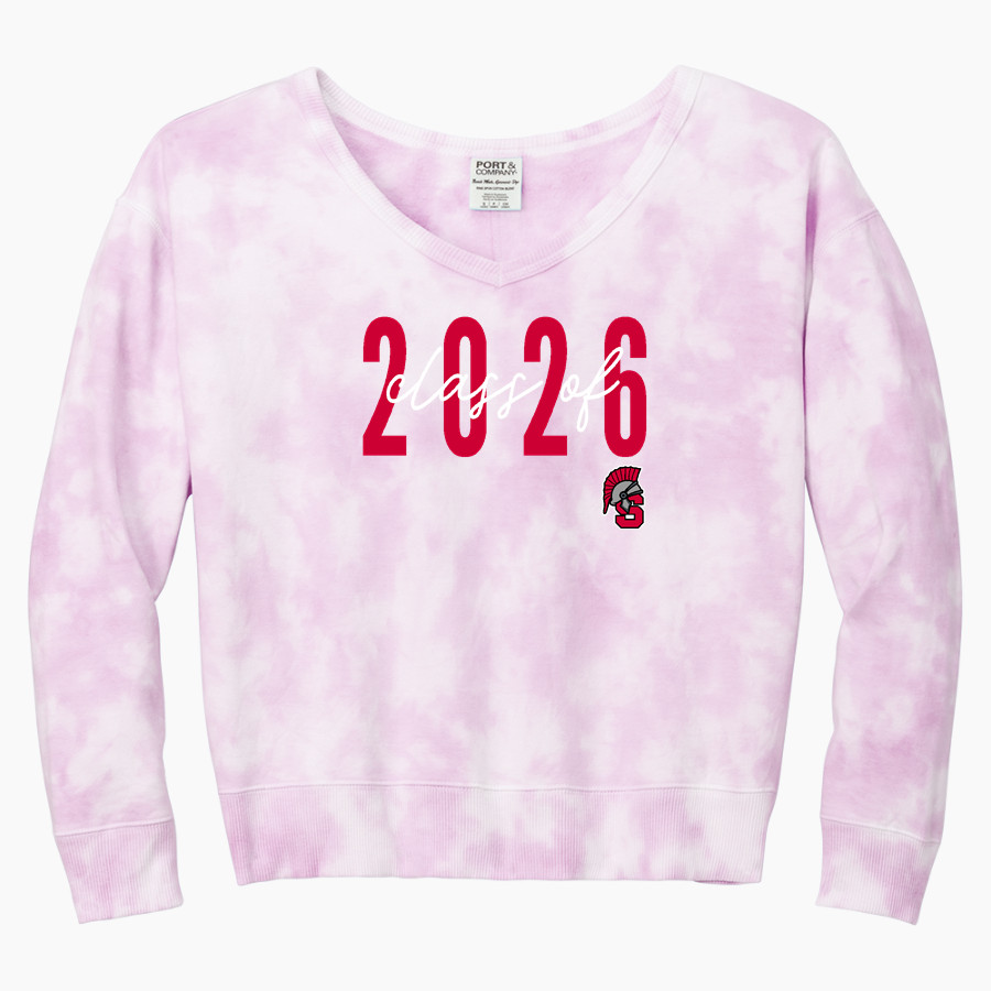 SPRINGFIELD SPARTANS The Online Store <span class="pdp-name-mascot">SPRINGFIELD SPARTANS</span> Port & Company Women's Tie-Dye V-Neck Sweatshirt