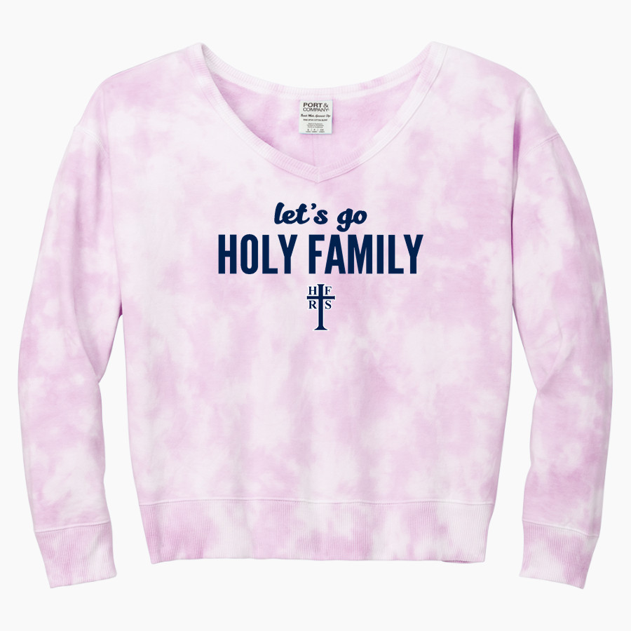 Holy Family Wildcats <span class="pdp-name-mascot">Holy Family Wildcats</span> Port & Company Women's Tie-Dye V-Neck Sweatshirt