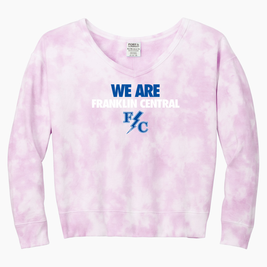 Franklin Central Flashes <span class="pdp-name-mascot">Franklin Central Flashes</span> Port & Company Women's Tie-Dye V-Neck Sweatshirt