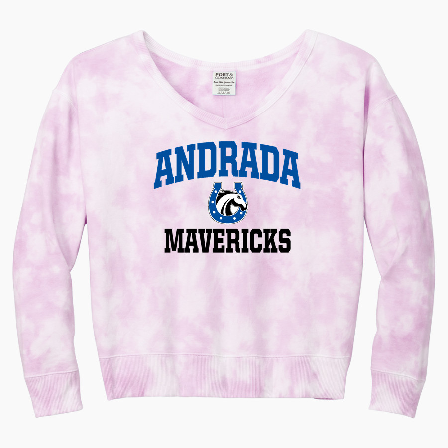Andrada Mavericks Online Store <span class="pdp-name-mascot">Andrada Mavericks</span> Port & Company Women's Tie-Dye V-Neck Sweatshirt