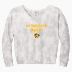 Computech Tigers Port & Company Women's Tie-Dye V-Neck Sweatshirt Front Thumbnail