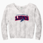 TRINITY CHRISTIAN HIGH SCHOOL LIONS <span class="pdp-name-mascot">TRINITY CHRISTIAN LIONS</span> Port & Company Women's Tie-Dye V-Neck Sweatshirt Front Thumbnail