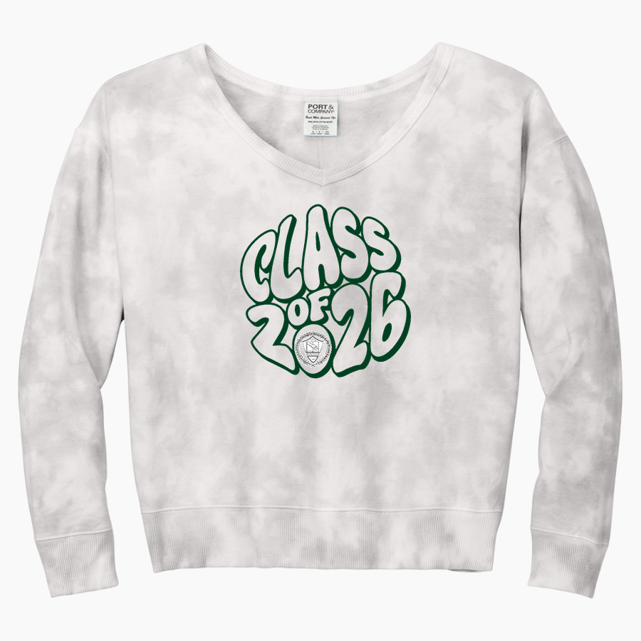 GINN ACADEMY CRAZYLEGS <span class="pdp-name-mascot">GINN CRAZYLEGS</span> Port & Company Women's Tie-Dye V-Neck Sweatshirt