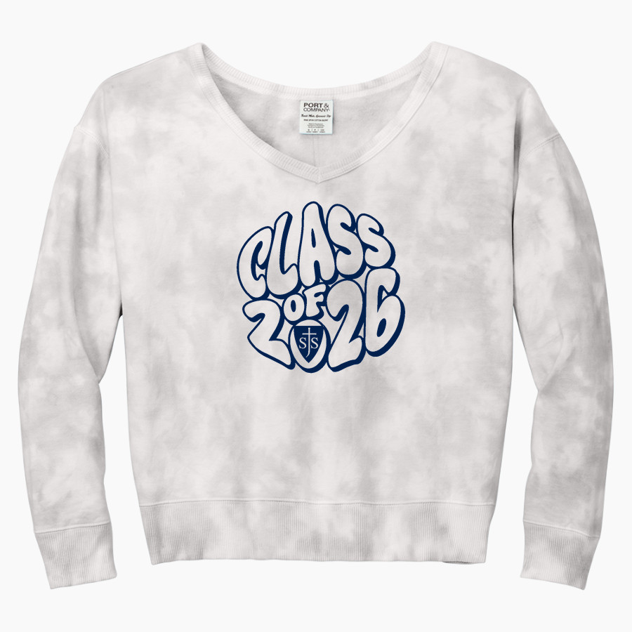 SAINT JOHN HERALDS <span class="pdp-name-mascot">SAINT JOHN HERALDS</span> Port & Company Women's Tie-Dye V-Neck Sweatshirt