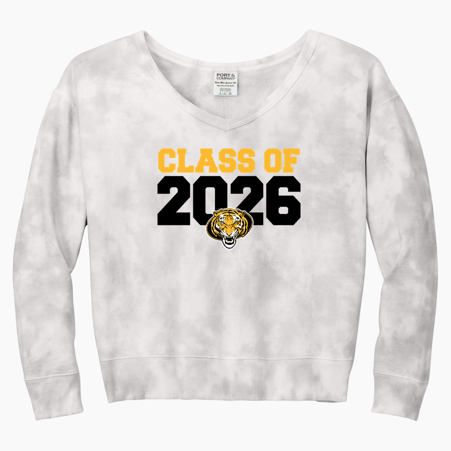 PRAIRIE GROVE HIGH SCHOOL TIGERS <span class="pdp-name-mascot">PRAIRIE GROVE TIGERS</span> Port & Company Women's Tie-Dye V-Neck Sweatshirt