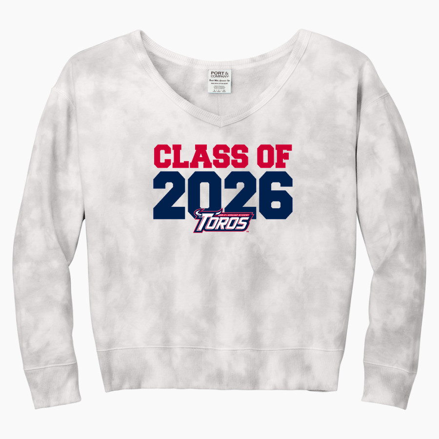 World Language Academy Toros <span class="pdp-name-mascot">World Language Academy Middle School Toros</span> Port & Company Women's Tie-Dye V-Neck Sweatshirt