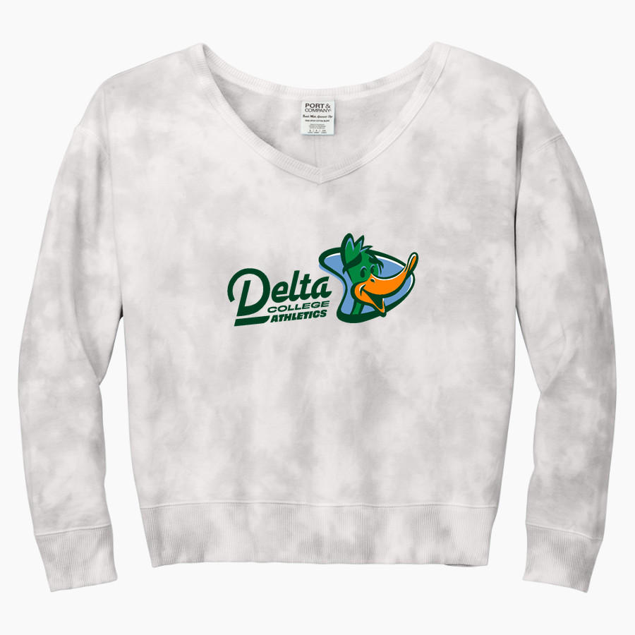 Delta College Pioneers Port & Company Women's Tie-Dye V-Neck Sweatshirt