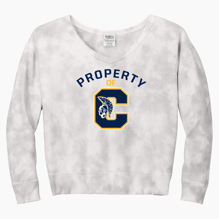 CLAWSON HIGH SCHOOL TROJANS Port & Company Women's Tie-Dye V-Neck Sweatshirt