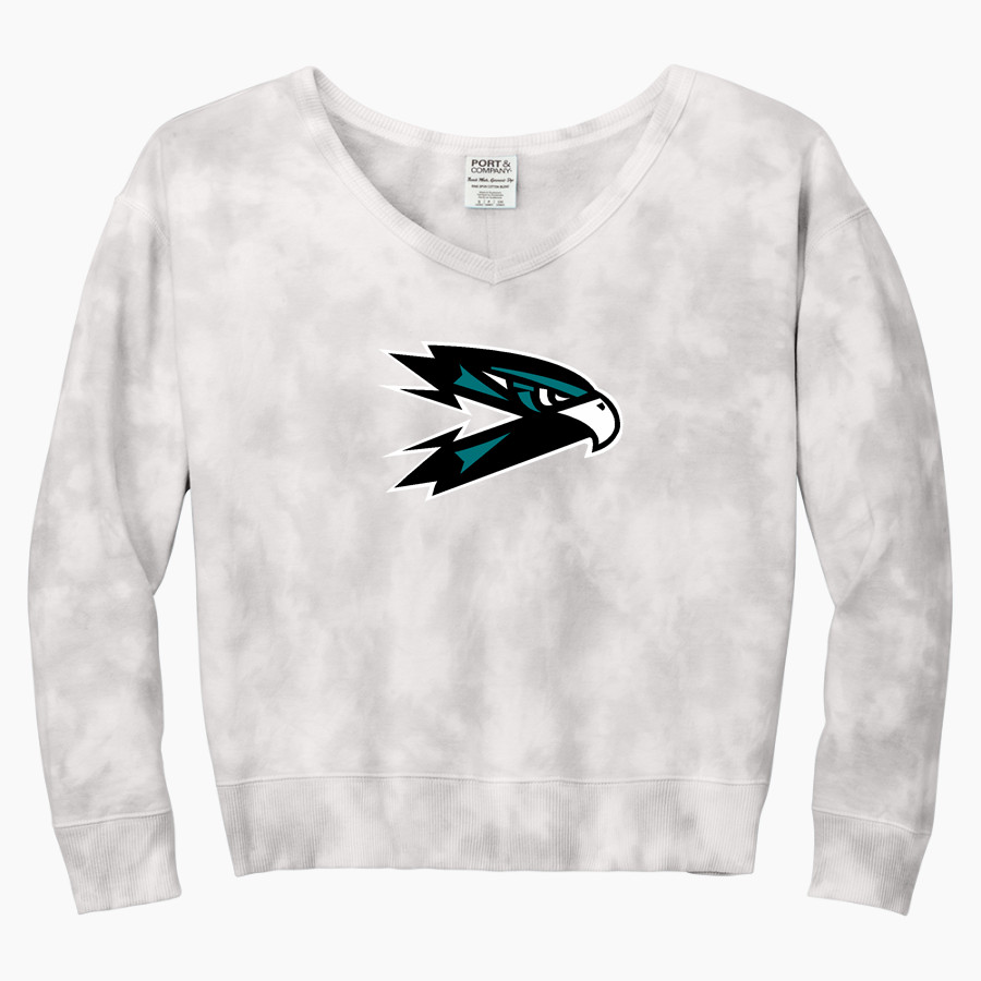 Folsom Lake Falcons Port & Company Women's Tie-Dye V-Neck Sweatshirt