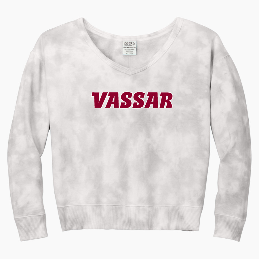Vassar Brewers <span class="pdp-name-mascot">Vassar College Brewers</span> Port & Company Women's Tie-Dye V-Neck Sweatshirt