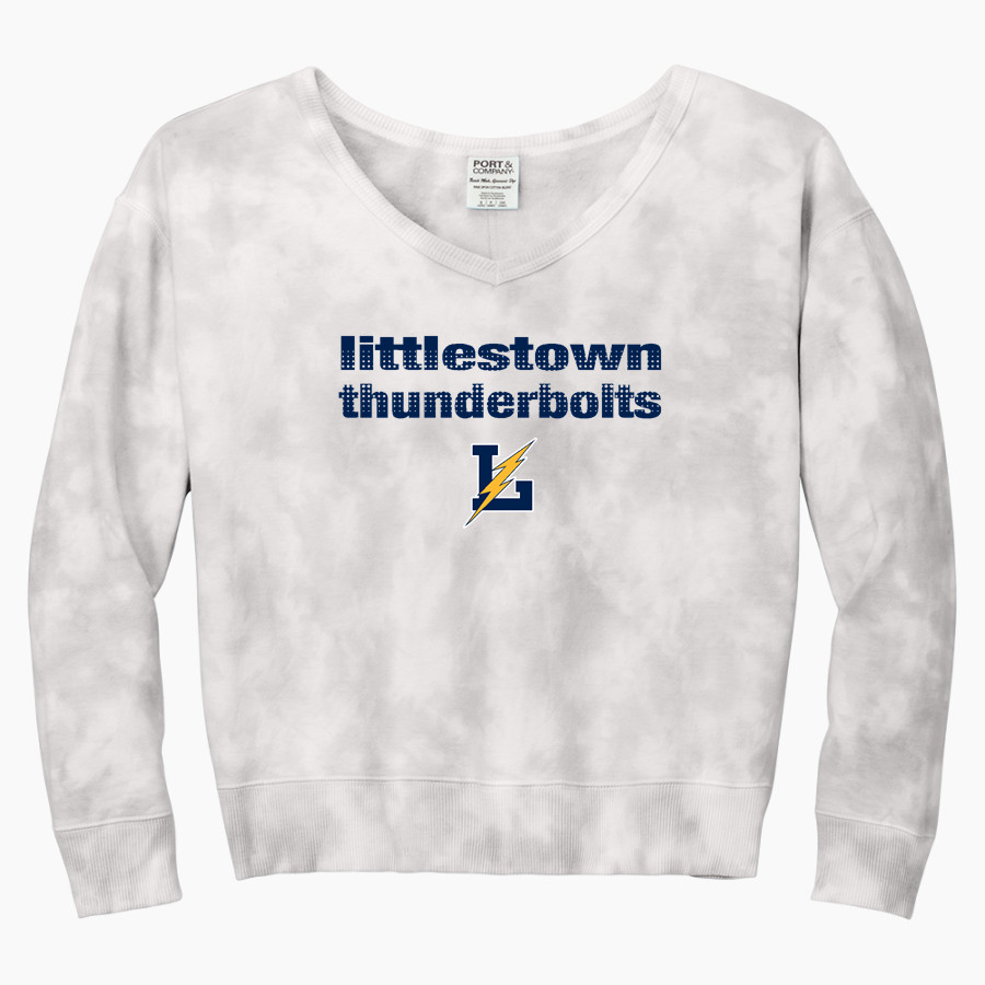 LITTLESTOWN HIGH SCHOOL THUNDERBOLTS Port & Company Women's Tie-Dye V-Neck Sweatshirt