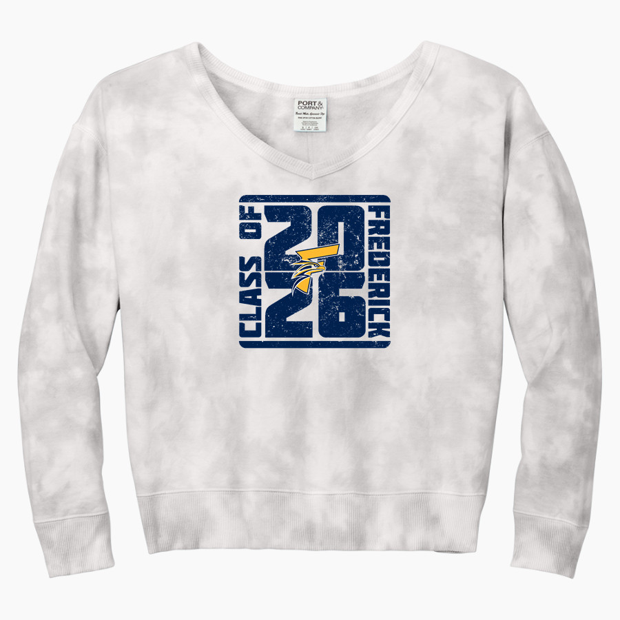 FREDERICK HIGH SCHOOL GOLDEN EAGLES <span class="pdp-name-mascot">FREDERICK GOLDEN EAGLES</span> Port & Company Women's Tie-Dye V-Neck Sweatshirt