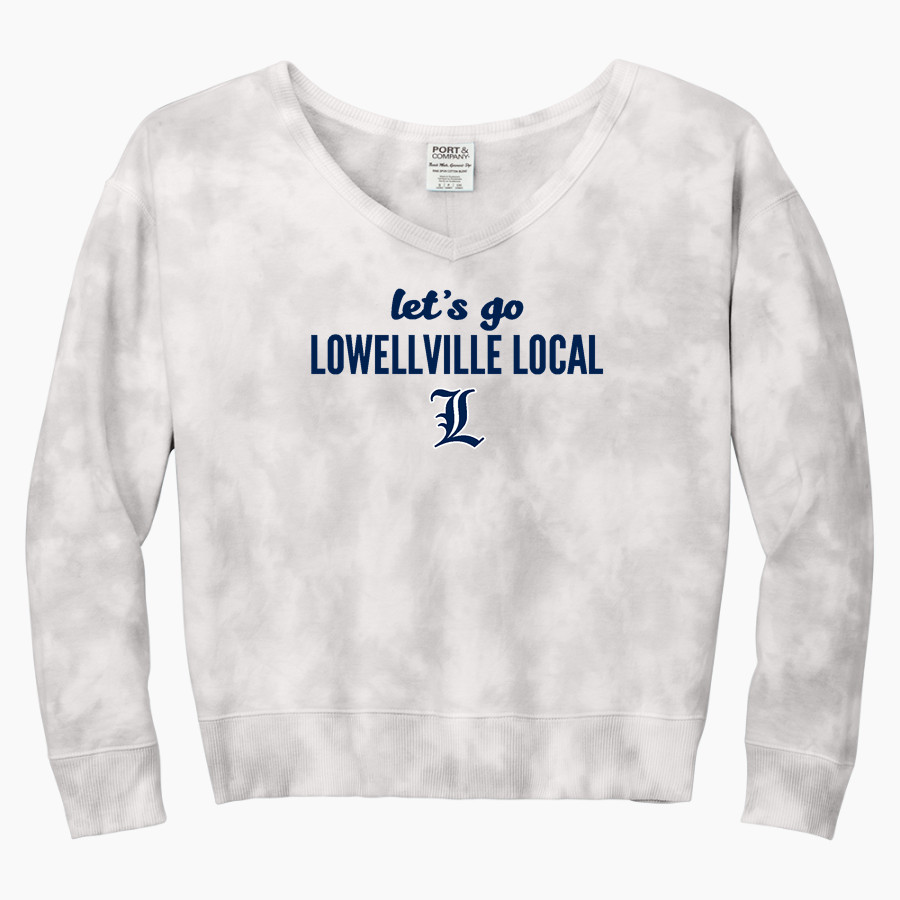 LOWELLVILLE LOCAL HIGH SCHOOL ROCKETS Port & Company Women's Tie-Dye V-Neck Sweatshirt