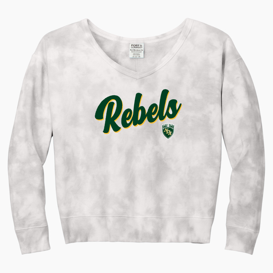 Notre Dame Academy Rebels official sideline store Port & Company Women's Tie-Dye V-Neck Sweatshirt