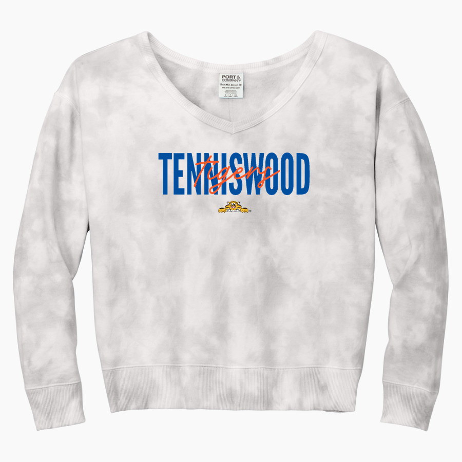 Tenniswood Tigers <span class="pdp-name-mascot">Tenniswood Elementary School Tigers</span> Port & Company Women's Tie-Dye V-Neck Sweatshirt
