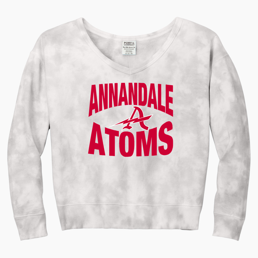 ANNANDALE HIGH SCHOOL ATOMS <span class="pdp-name-mascot">ANNANDALE ATOMS</span> Port & Company Women's Tie-Dye V-Neck Sweatshirt