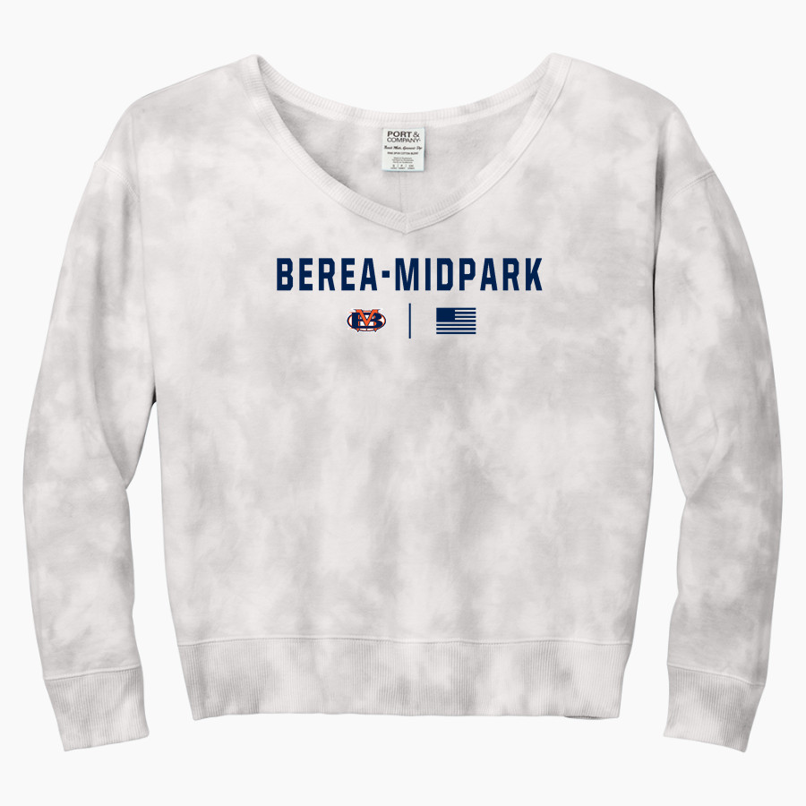BEREA-MIDPARK HIGH SCHOOL TITANS <span class="pdp-name-mascot">BEREA - MIDPARK TITANS</span> Port & Company Women's Tie-Dye V-Neck Sweatshirt