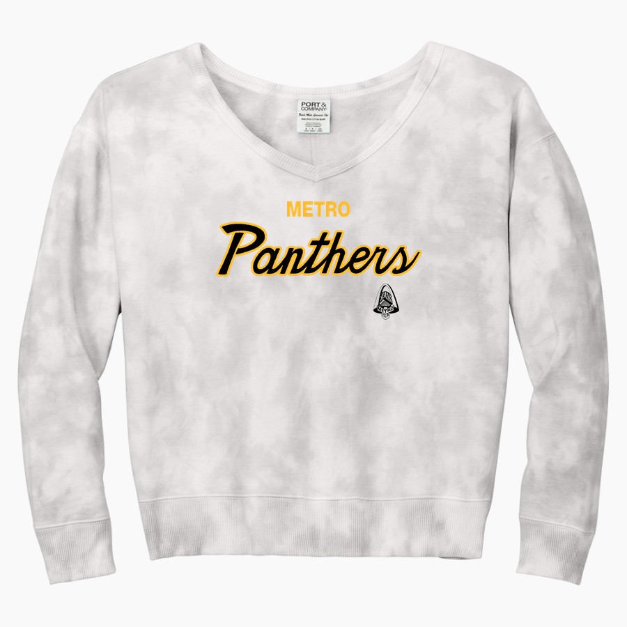 METRO ACADEMIC & CLASSICAL HIGH SCHOOL Online Store <span class="pdp-name-mascot">METRO ACADEMY & CLASSICAL METRO PANTHERS</span> Port & Company Women's Tie-Dye V-Neck Sweatshirt