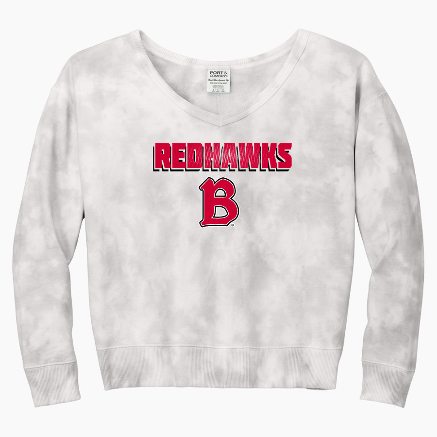 Benedictine University Mesa Redhawks Port & Company Women's Tie-Dye V-Neck Sweatshirt