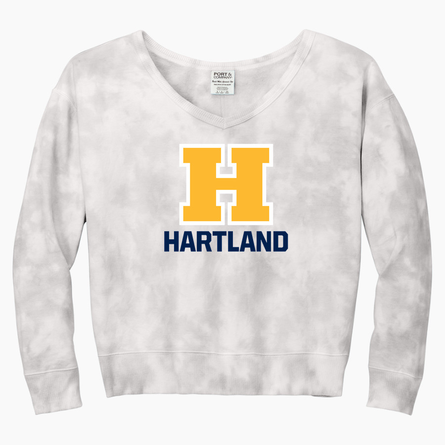HARTLAND HIGH SCHOOL EAGLES Port & Company Women's Tie-Dye V-Neck Sweatshirt