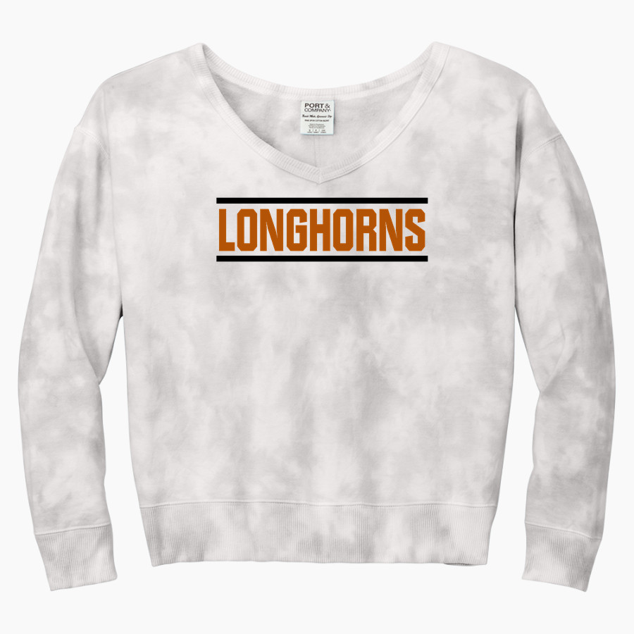Sycamore Longhorns <span class="pdp-name-mascot">Sycamore Elementary School Longhorns</span> Port & Company Women's Tie-Dye V-Neck Sweatshirt