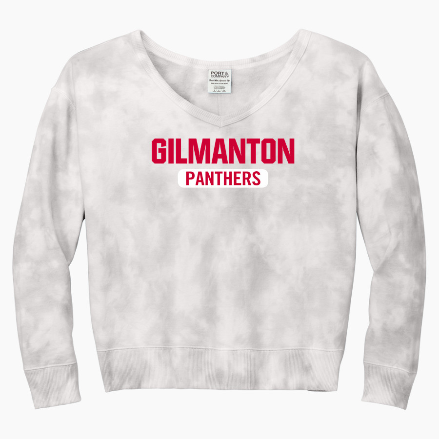 Gilmanton Panthers <span class="pdp-name-mascot">Gilmanton Panthers</span> Port & Company Women's Tie-Dye V-Neck Sweatshirt