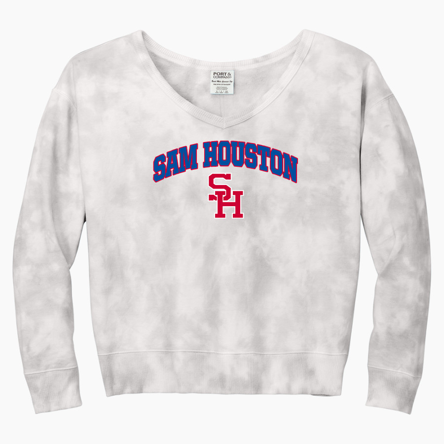 SAM HOUSTON HIGH SCHOOL TEXANS <span class="pdp-name-mascot">SAM HOUSTON TEXANS</span> Port & Company Women's Tie-Dye V-Neck Sweatshirt
