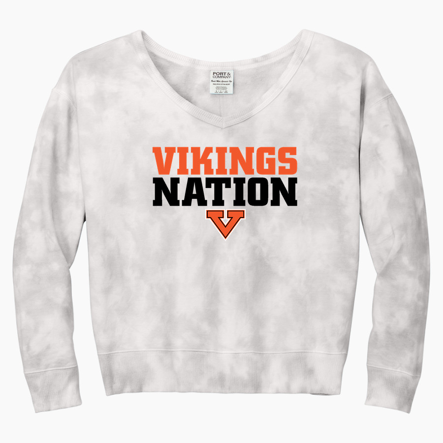 Jackson Pathways Vikings <span class="pdp-name-mascot">Jackson Pathways Vikings</span> Port & Company Women's Tie-Dye V-Neck Sweatshirt
