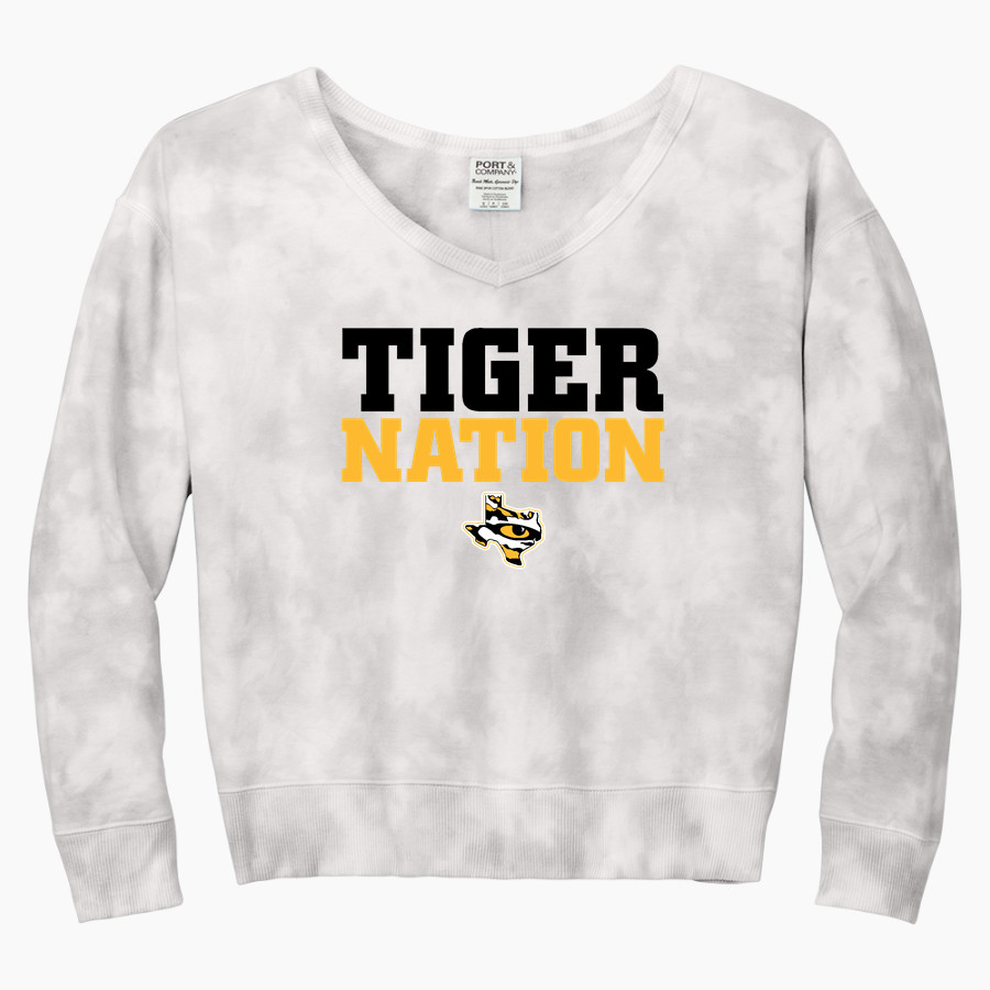 SEALY HIGH SCHOOL TIGERS <span class="pdp-name-mascot">SEALY TIGERS</span> Port & Company Women's Tie-Dye V-Neck Sweatshirt